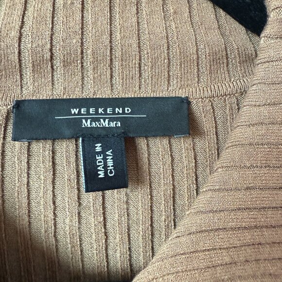 Max Mara Weekend Papiro Rib Knit Cardigan Brown Size L Quiet Luxury Minimalist - Picture 8 of 10
